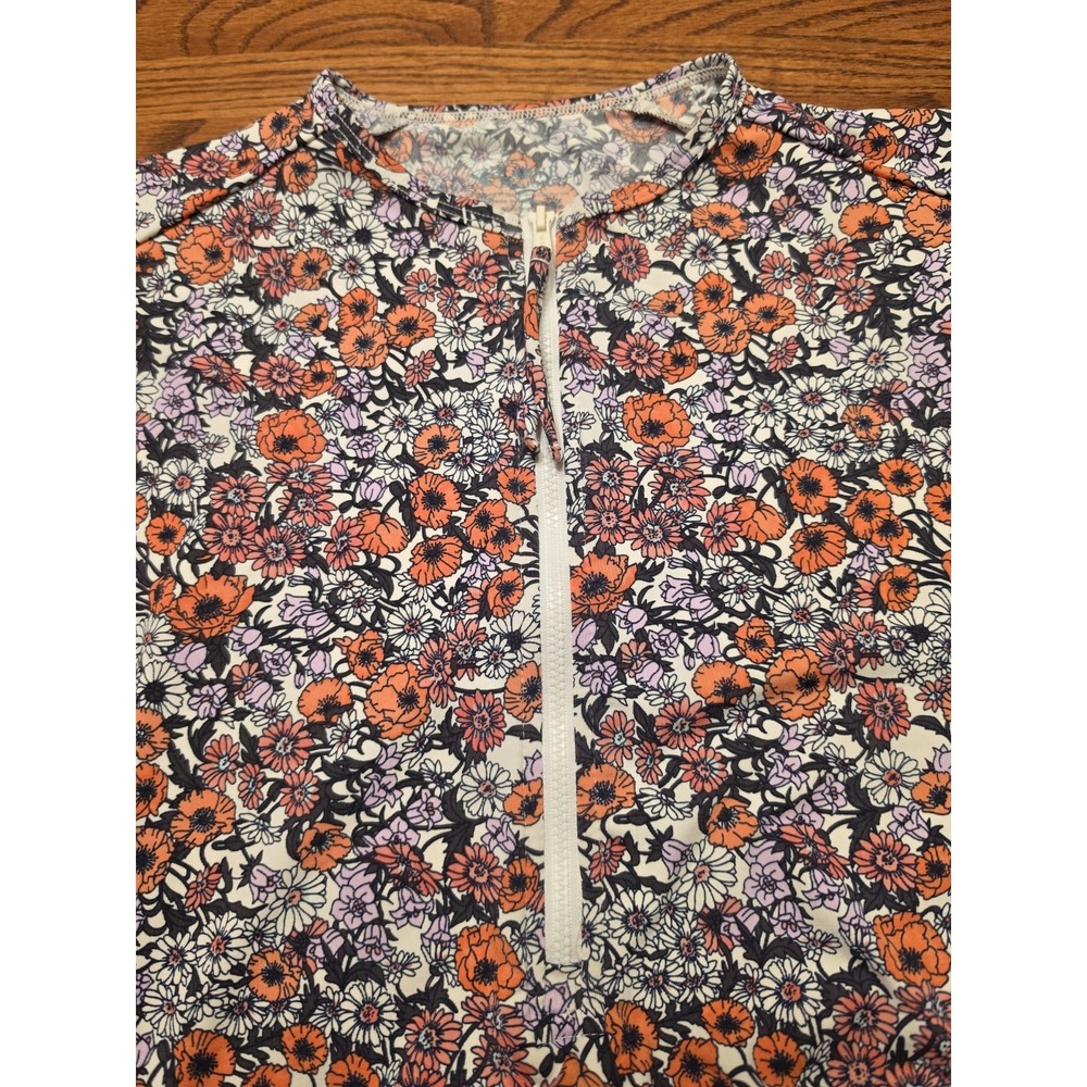 Carve Designs Dawson Cap Sleeve Rashguard Womens Small 1/2 Zip Ruched Sides - Picture 2 of 8
